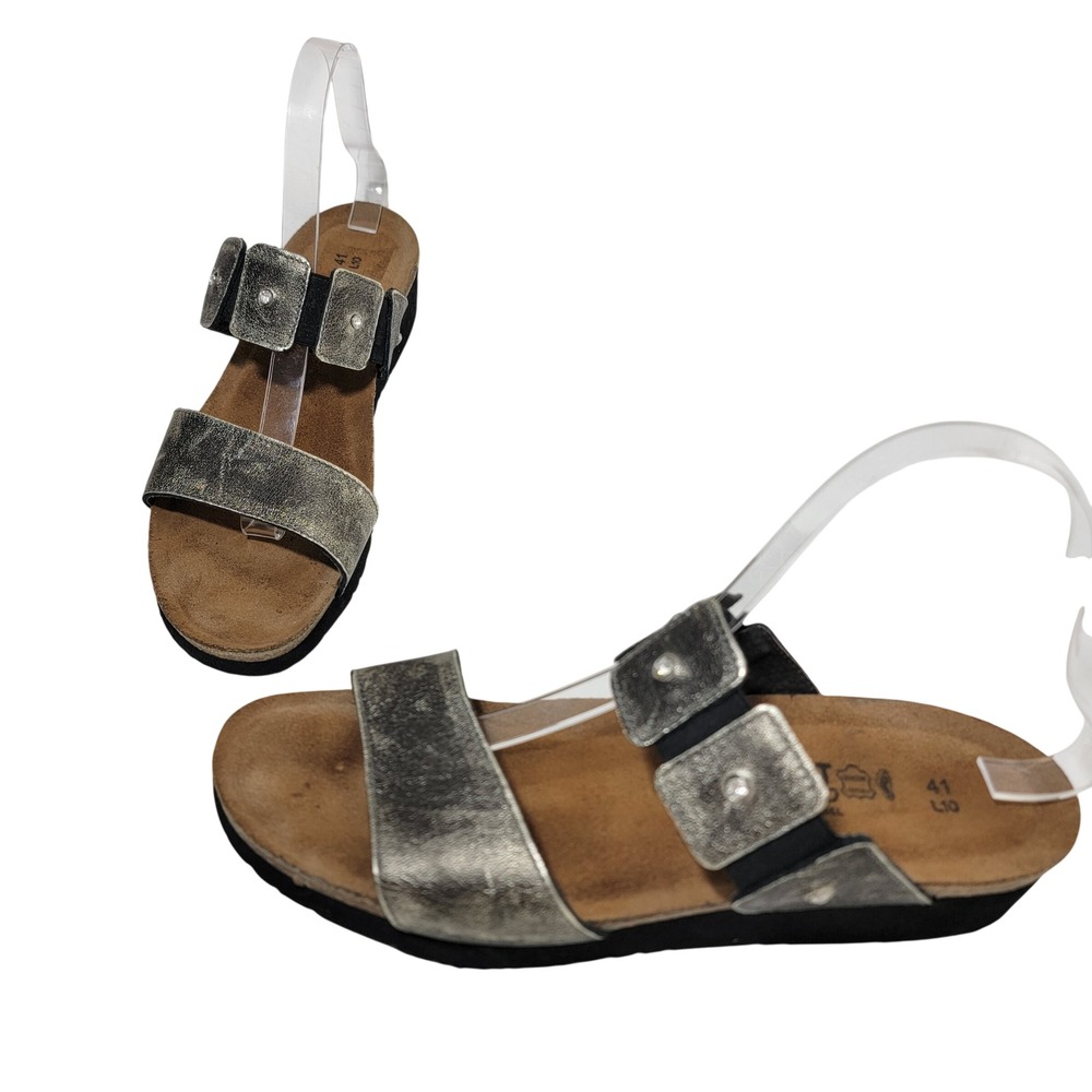 Naot Ashley Metallic Leather Wedge Comfort Sandals Mules Slides EU 41 US 10 EUC